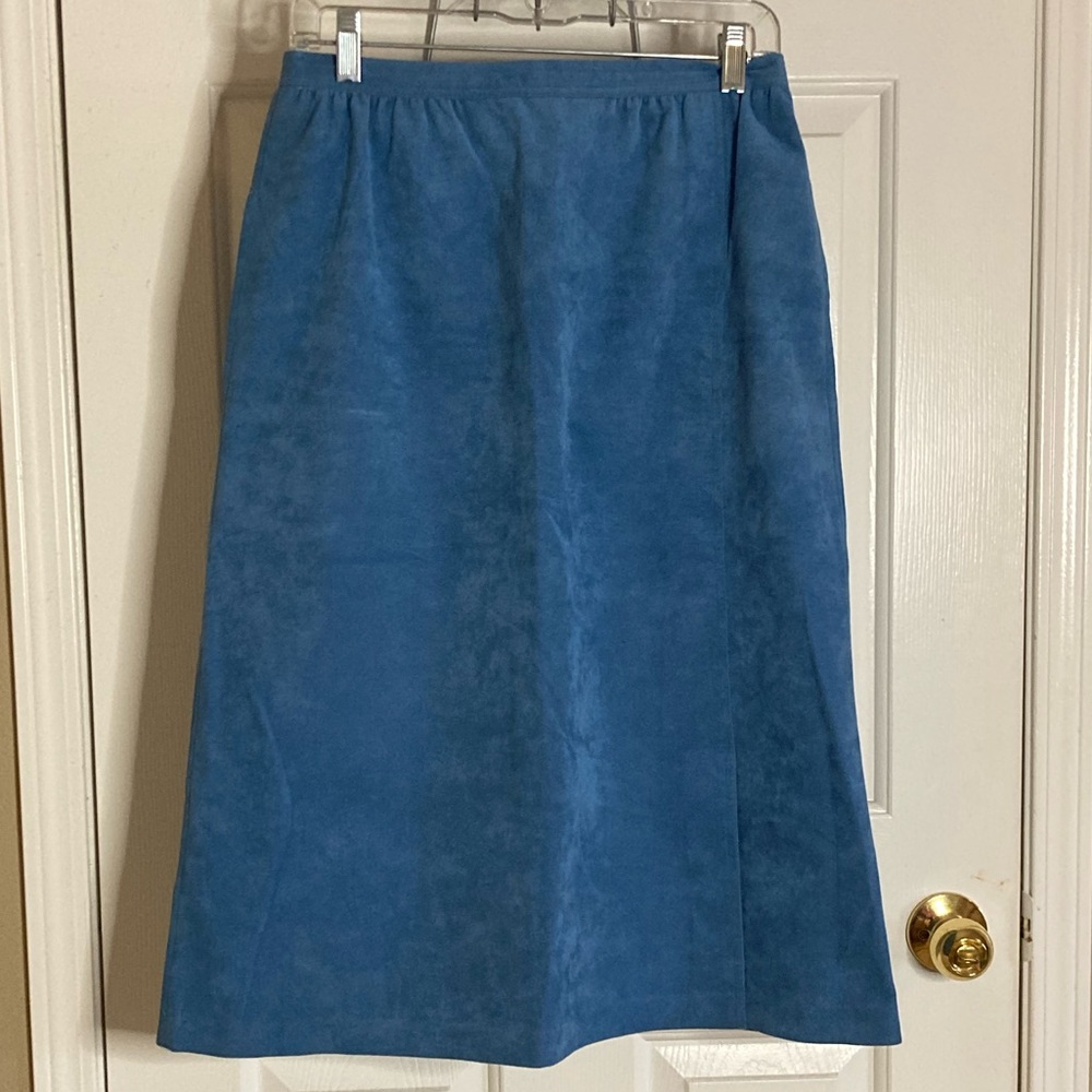 Vintage 70s Microsuede ILGWU Union Made A line Midi Skirt -  Sky Blue Size “12”